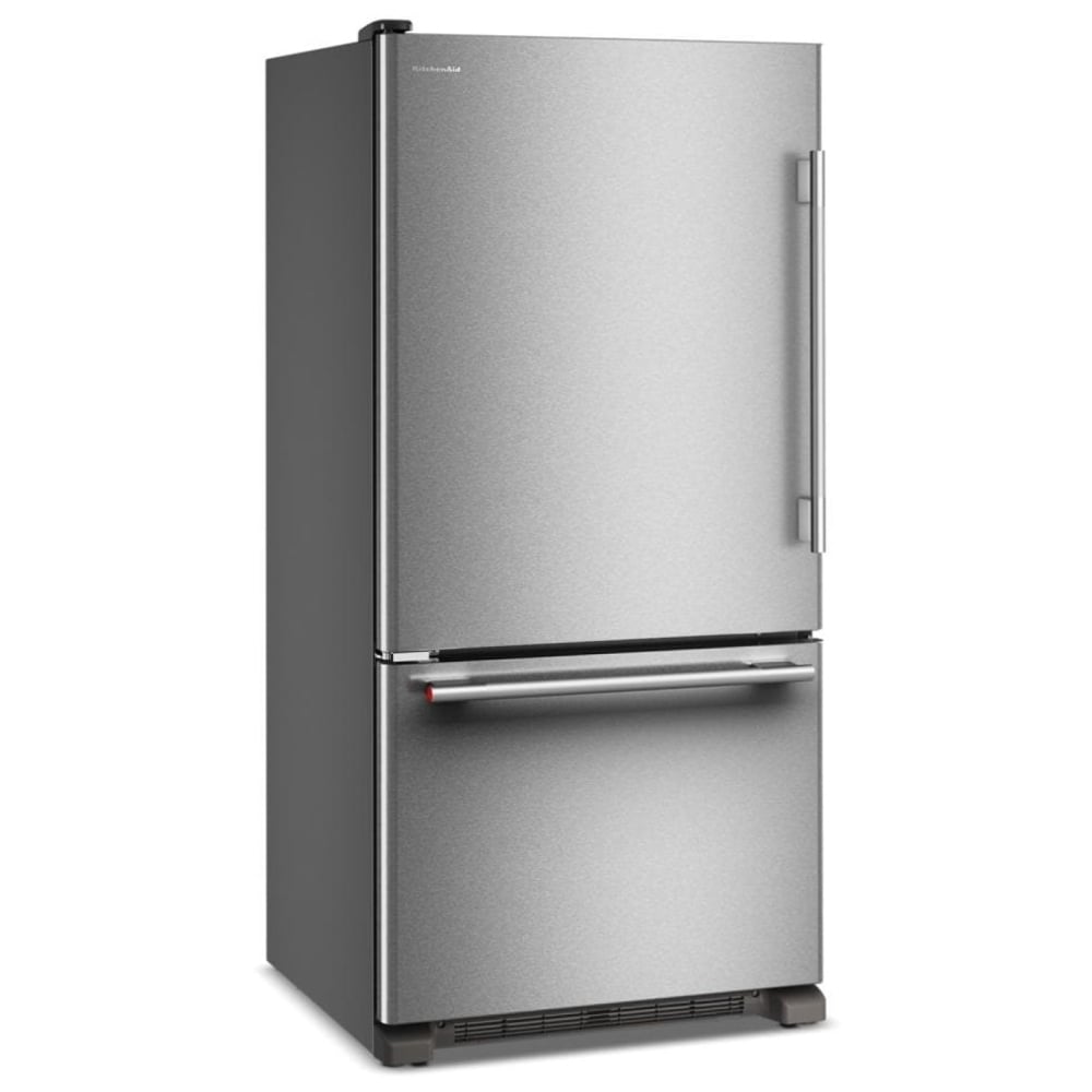 KitchenAid KRBL133SPS Bottom Freezer Refrigerator, 33 inch Width, Optional Ice Maker (Special Order), ENERGY STAR Certified, 22.1 cu. ft. Capacity, PrintShield Stainless colour, Preserva® Food Care