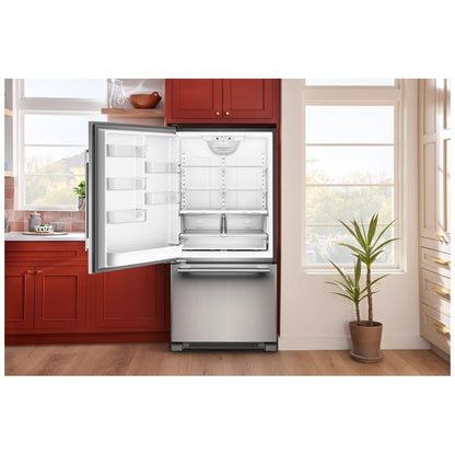 KitchenAid KRBL133SPS Bottom Freezer Refrigerator, 33 inch Width, Optional Ice Maker (Special Order), ENERGY STAR Certified, 22.1 cu. ft. Capacity, PrintShield Stainless colour, Preserva® Food Care
