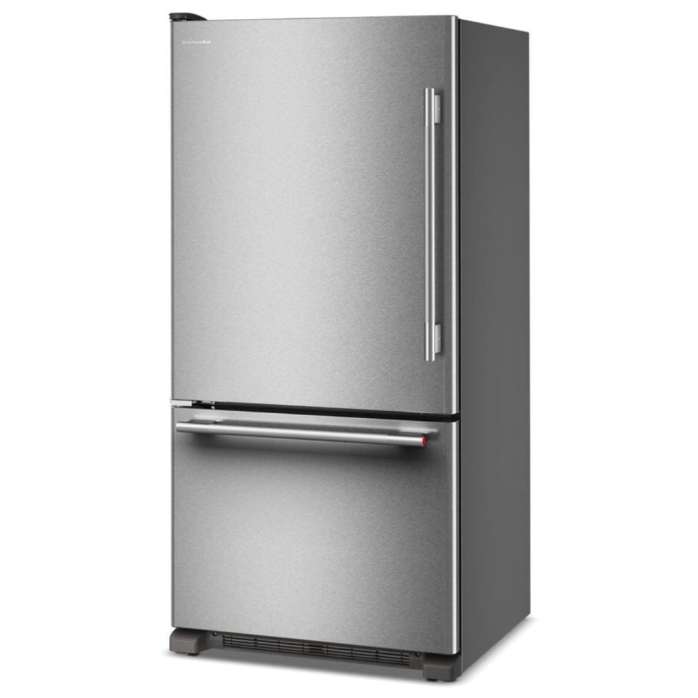 KitchenAid KRBL133SPS Bottom Freezer Refrigerator, 33 inch Width, Optional Ice Maker (Special Order), ENERGY STAR Certified, 22.1 cu. ft. Capacity, PrintShield Stainless colour, Preserva® Food Care