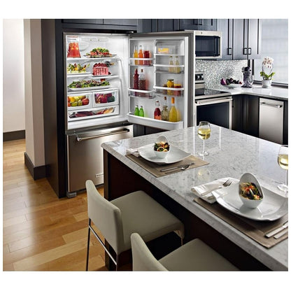 KitchenAid KRBR102ESS Bottom Freezer Refrigerator, 22.1 cu. ft. Capacity, ENERGY STAR Certified, Stainless Steel