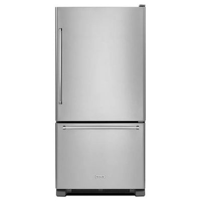 KitchenAid KRBR102ESS Bottom Freezer Refrigerator, 33 inch Width, ENERGY STAR Certified, 22.1 cu. ft. Capacity, Optional Ice Maker (Special Order), Stainless Steel colour
