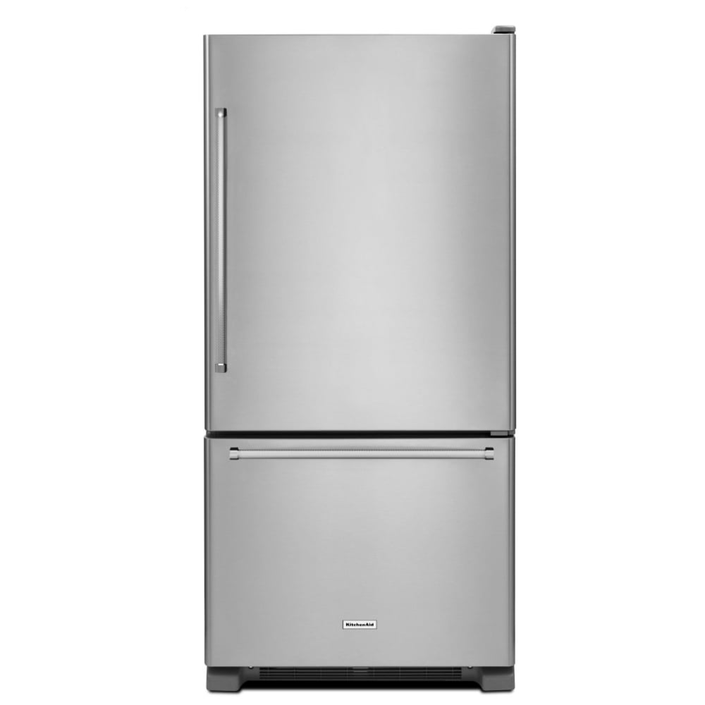 KitchenAid KRBR109ESS Bottom Freezer Refrigerator, 30 inch Width, ENERGY STAR Certified, 18.7 cu. ft. Capacity, Optional Ice Maker (Special Order), Stainless Steel Colour