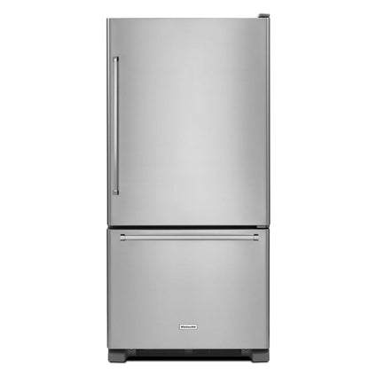 KitchenAid KRBR109ESS Bottom Freezer Refrigerator, 30 inch Width, ENERGY STAR Certified, 18.7 cu. ft. Capacity, Optional Ice Maker (Special Order), Stainless Steel Colour
