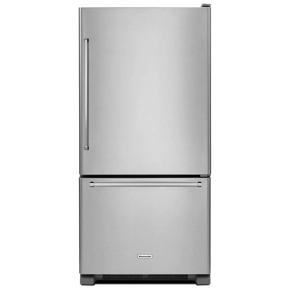 KitchenAid KRBR109ESS Bottom Freezer Refrigerator, 30 inch Width, ENERGY STAR Certified, 18.7 cu. ft. Capacity, Optional Ice Maker (Special Order), Stainless Steel Colour