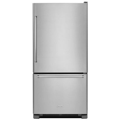 KitchenAid KRBR109ESS Bottom Freezer Refrigerator, 30 inch Width, ENERGY STAR Certified, 18.7 cu. ft. Capacity, Optional Ice Maker (Special Order), Stainless Steel Colour