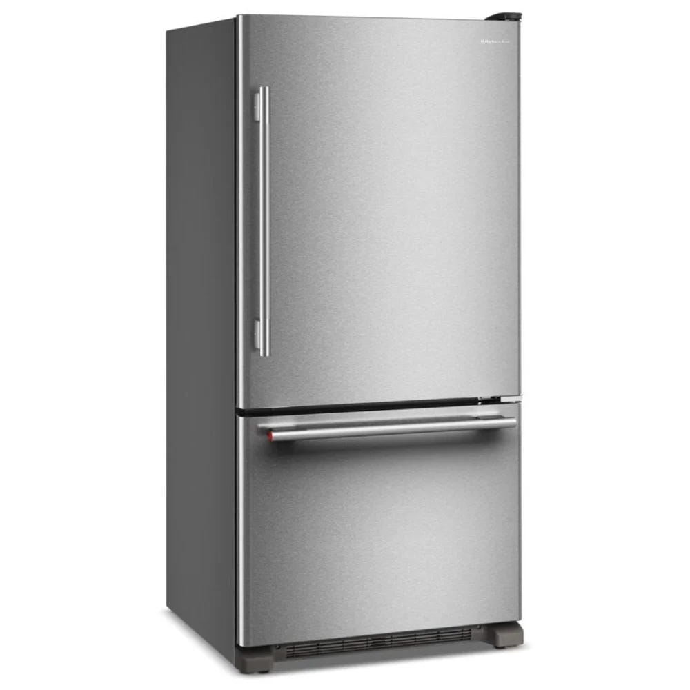 KitchenAid KRBR133SPS Bottom Freezer Refrigerator, 33 inch Width, Optional Ice Maker (Special Order), ENERGY STAR Certified, 22.1 cu. ft. Capacity, PrintShield Stainless colour, Preserva® Food Care