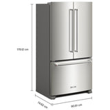 KitchenAid KRFC136RPS Counter Depth French Door Refrigerator, 36 inch Width, 20 cu. ft. Capacity, Counter Depth, Water Dispenser (Interior), Ice Dispenser (Freezer Located), ENERGY STAR Certified, Stainless Steel colour