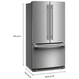 KitchenAid KRFC136SPS French Door Refrigerator, 36 inch Width, 20 cu. ft. Capacity, Counter Depth, Water Dispenser (Interior), Ice Dispenser (Freezer Located), ENERGY STAR Certified, PrintShield Stainless colour