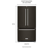 KitchenAid KRFC302EBS Counter Depth French Door Refrigerator, 36 inch Width, 21.9 cu. ft. Capacity, Counter Depth, Water Dispenser (Interior), Ice Dispenser (Freezer Located), Black Stainless Steel colour