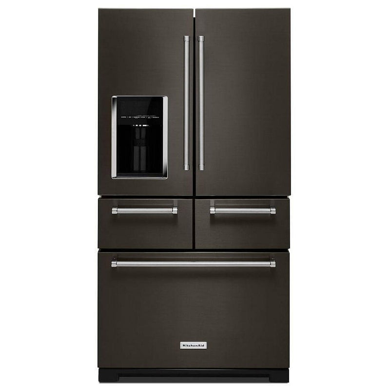 KitchenAid KRMF706EBS French Door Refrigerator, 36 inch Width, 25.8 cu. ft. Capacity, Water Dispenser (Exterior), Ice Dispenser (Thru Door), Black Stainless Steel colour