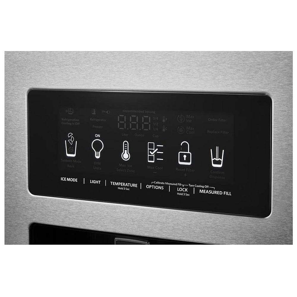 KitchenAid KRSC700HPS Side by Side Refrigerator, 36 inch Width, Counter Depth, 19.99 cu. ft. Capacity, Water Dispenser (Exterior), Ice Dispenser (Thru Door), Stainless Steel