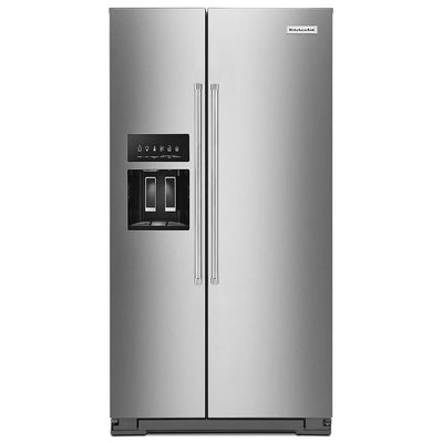 KitchenAid KRSC700HPS 并排式冰箱，36 英寸宽，台面深度，19.99 立方英尺容量，饮水机（外部），制冰机（门内），不锈钢色农产品保鲜器