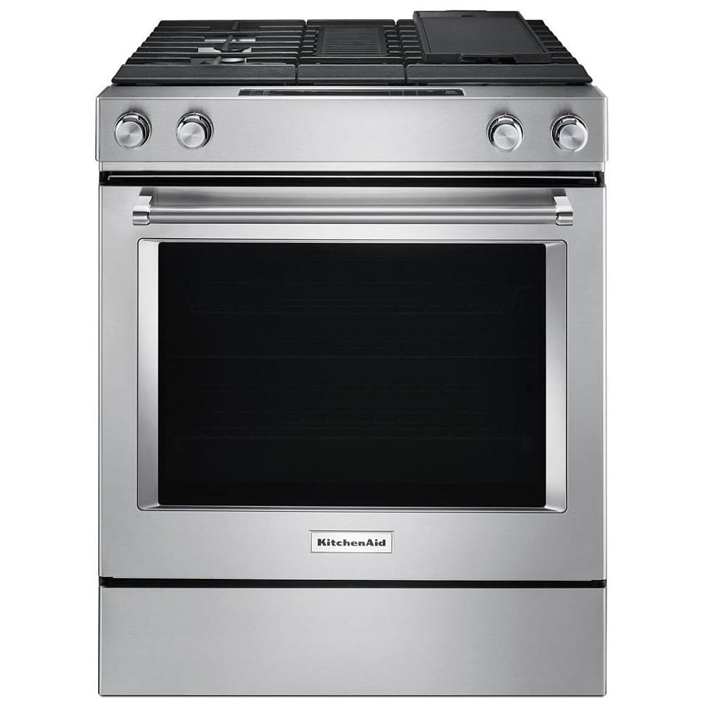 KitchenAid KSDG950ESS Dual Fuel Range, 6.4 cu. ft. Capacity, 30 inch Exterior Width, True Convection, 4 Burners, Self Clean, Stainless Steel colour