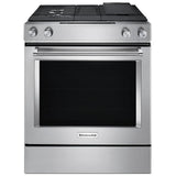 KitchenAid KSDG950ESS Dual Fuel Range, 6.4 cu. ft. Capacity, 30 inch Exterior Width, True Convection, 4 Burners, Self Clean, Stainless Steel colour