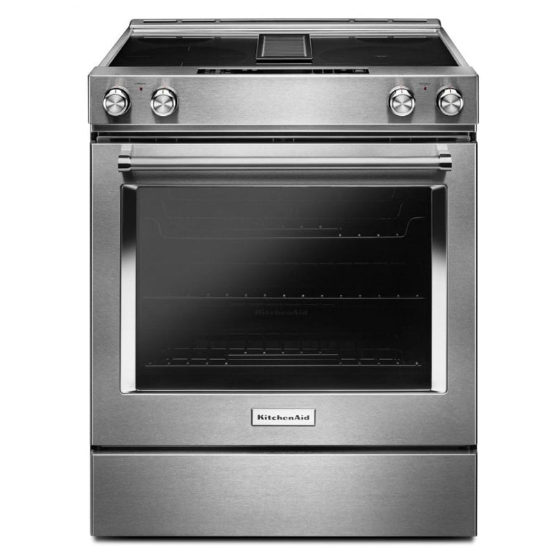 KitchenAid KSEG950ESS Electric Range, 6.4 cu. ft. Capacity, 30 inch Exterior Width, True Convection, 4 Burners, Self Clean, 3,200 W Highest Element, Stainless Steel colour