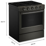 KitchenAid KSGS530SBE Gas Range, 5 cu. ft. Capacity, 30 inch Exterior Width, Self Clean, True Convection, 5 Burners, Storage Drawer, Air Fry, 18,000 BTU Highest Burner, Black Ore colour