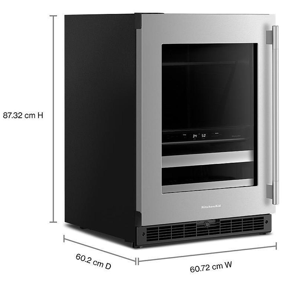 KitchenAid KUBL524SSB Beverage Center, 24 inch Width, Black Cabinet/Stainless Doors colour