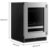 KitchenAid KUBL524SSB Beverage Center, 24 inch Width, Black Cabinet/Stainless Doors colour