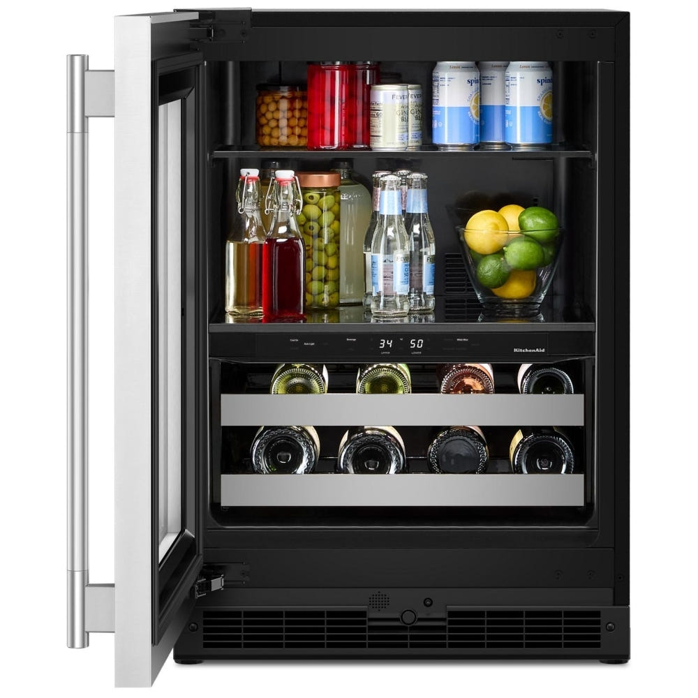 KitchenAid KUBL524SSB Beverage Center, 24 inch Width, Black Cabinet/Stainless Doors colour