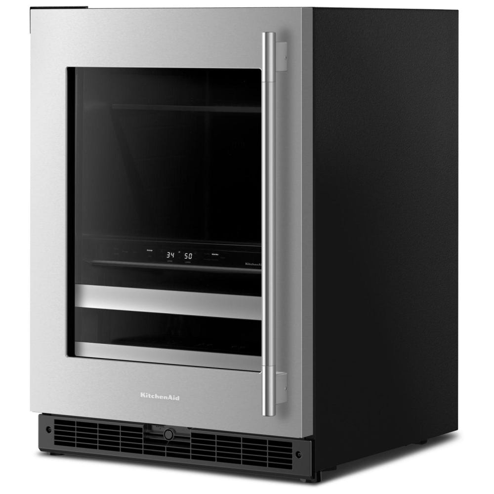 KitchenAid KUBL524SSB Beverage Center, 24 inch Width, Black Cabinet/Stainless Doors colour