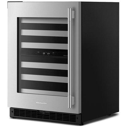 KitchenAid KUWL324SSB Under Counter Wine Refrigeration, 24 inch Width, Black Cabinet/Stainless Doors colour