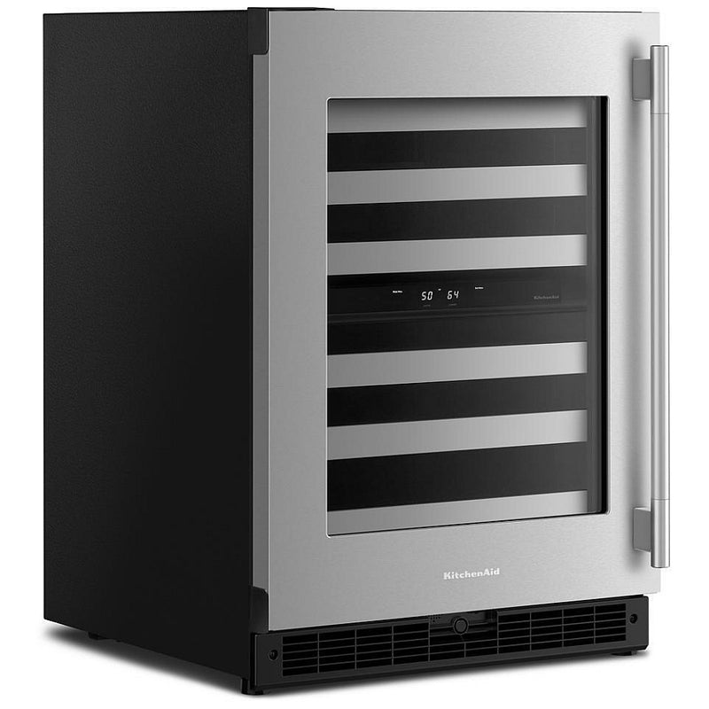 KitchenAid KUWL324SSB Under Counter Wine Refrigeration, 24 inch Width, Black Cabinet/Stainless Doors colour