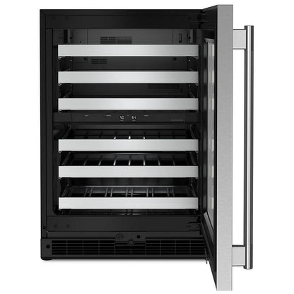 KitchenAid KUWR324SSB Under Counter Wine Refrigeration, 24 inch Width, Black Cabinet/Stainless Doors colour