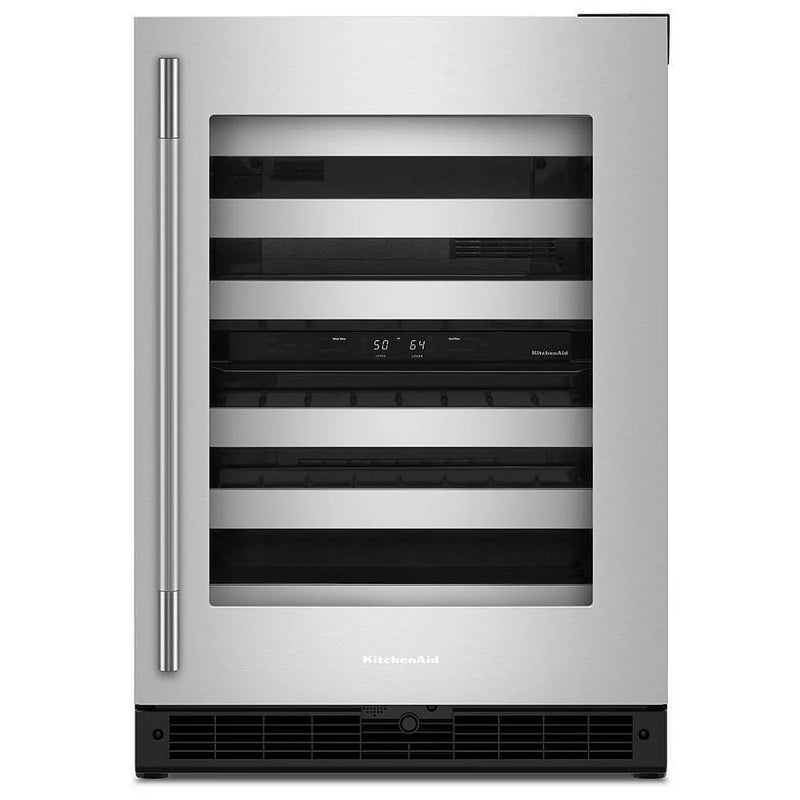 KitchenAid KUWR324SSB Under Counter Wine Refrigeration, 24 inch Width, Black Cabinet/Stainless Doors colour