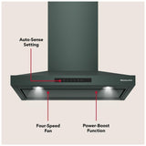 KitchenAid KVWC730SBE Range Hood, 30 inch Exterior Width, 400 CFM, LED, Aluminum Mesh Filter, Black Ore colour
