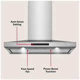 KitchenAid KVWC736SSS Range Hood, 36 inch Exterior Width, 400 CFM, LED, Aluminum Mesh Filter, Stainless Steel colour