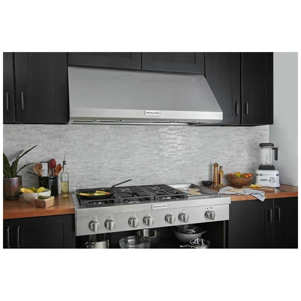 KitchenAid KVWC908KSS Wall Mount Range Hood, 48" Ventilation, Stainless Steel, 4-Speed Fan