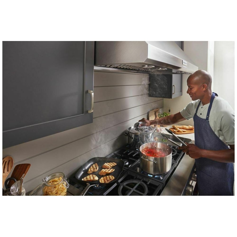 KitchenAid KVWC908KSS Wall Mount Range Hood, 48" Ventilation, Stainless Steel, 4-Speed Fan