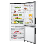 LG 28" Counter Depth Bottom Freezer Refrigerator LBNC15251V front open food view
