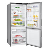 LG 28" Counter Depth Bottom Freezer Refrigerator LBNC15251V left open food view