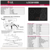 LG LCE3010SB Electric Cooktop, 30 inch Exterior Width, 5 Burners, 3,000 W Highest Element, Black colour