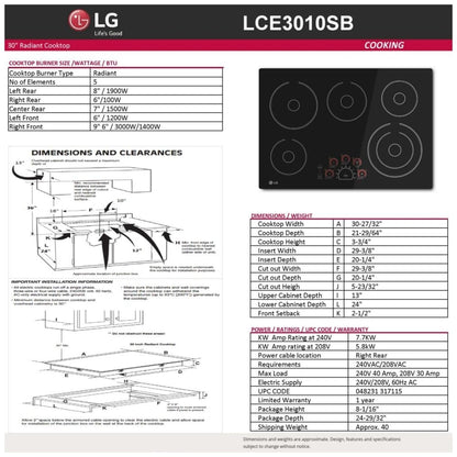 30" Electric Cooktop LCE3010SB