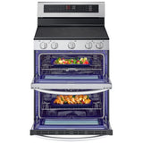 LG LDEL7324SE Electric Range, 7.3 cu. ft. Capacity, 30 inch Exterior Width, True Convection, 5 Burners, Yes, Self Clean, Double Oven, 3,200 W Highest Element, Stainless Steel colour