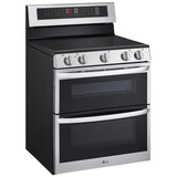 LG LDEL7324SE Electric Range, 7.3 cu. ft. Capacity, 30 inch Exterior Width, True Convection, 5 Burners, Yes, Self Clean, Double Oven, 3,200 W Highest Element, Stainless Steel colour