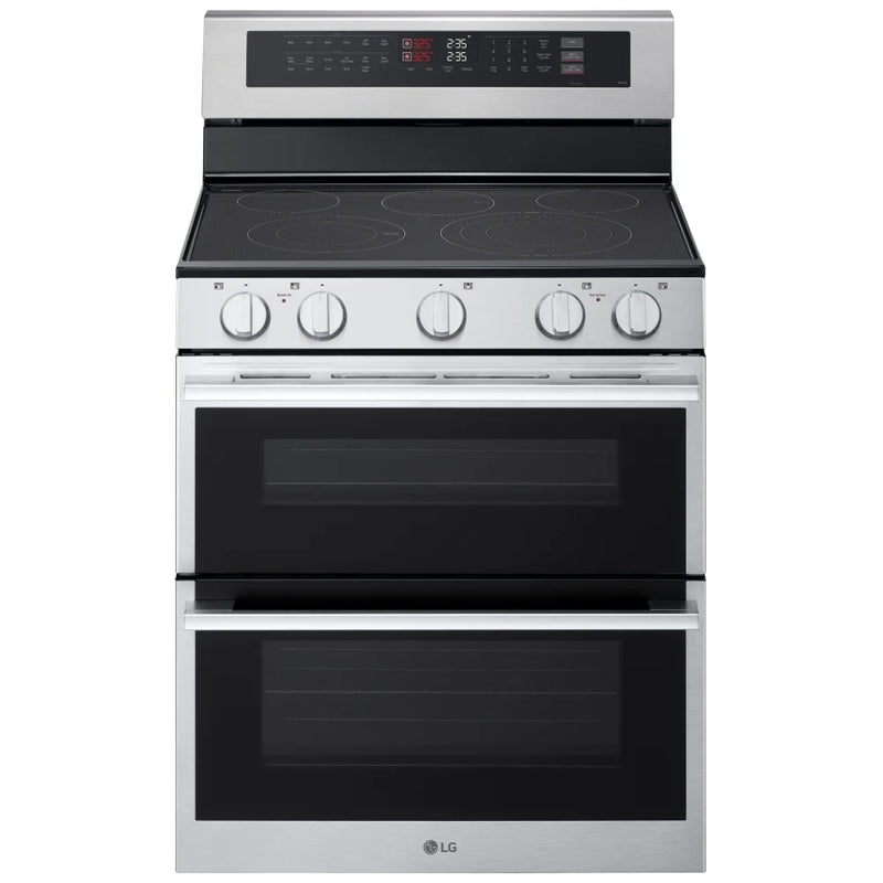 LG LDEL7324YE Electric Range, 7.3 cu. ft. Capacity, 30 inch Exterior Width, True Convection, 5 Burners, Air Fry, Steam & Self Clean, Double Oven, Stainless Steel colour, EasyClean®, Probake Convection®, SmartDiagnosis™, SmoothTouch®, ThinQ Care™