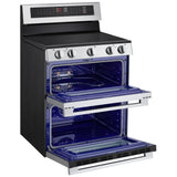 LG LDEL7324YE Electric Range, 7.3 cu. ft. Capacity, 30 inch Exterior Width, True Convection, 5 Burners, Air Fry, Steam & Self Clean, Double Oven, Stainless Steel colour, EasyClean®, Probake Convection®, SmartDiagnosis™, SmoothTouch®, ThinQ Care™