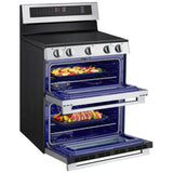 LG LDEL7324YE Electric Range, 7.3 cu. ft. Capacity, 30 inch Exterior Width, True Convection, 5 Burners, Air Fry, Steam & Self Clean, Double Oven, Stainless Steel colour, EasyClean®, Probake Convection®, SmartDiagnosis™, SmoothTouch®, ThinQ Care™