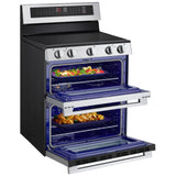 LG LDEL7324YE Electric Range, 7.3 cu. ft. Capacity, 30 inch Exterior Width, True Convection, 5 Burners, Air Fry, Steam & Self Clean, Double Oven, Stainless Steel colour, EasyClean®, Probake Convection®, SmartDiagnosis™, SmoothTouch®, ThinQ Care™