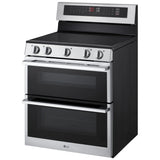 LG LDEL7324YE Electric Range, 7.3 cu. ft. Capacity, 30 inch Exterior Width, True Convection, 5 Burners, Air Fry, Steam & Self Clean, Double Oven, Stainless Steel colour, EasyClean®, Probake Convection®, SmartDiagnosis™, SmoothTouch®, ThinQ Care™