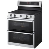 LG LDEL7324YE Electric Range, 7.3 cu. ft. Capacity, 30 inch Exterior Width, True Convection, 5 Burners, Air Fry, Steam & Self Clean, Double Oven, Stainless Steel colour, EasyClean®, Probake Convection®, SmartDiagnosis™, SmoothTouch®, ThinQ Care™