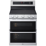 LG LDEL7324YE Electric Range, 7.3 cu. ft. Capacity, 30 inch Exterior Width, True Convection, 5 Burners, Air Fry, Steam & Self Clean, Double Oven, Stainless Steel colour, EasyClean®, Probake Convection®, SmartDiagnosis™, SmoothTouch®, ThinQ Care™