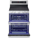 LG LDEL7324YE Electric Range, 7.3 cu. ft. Capacity, 30 inch Exterior Width, True Convection, 5 Burners, Air Fry, Steam & Self Clean, Double Oven, Stainless Steel colour, EasyClean®, Probake Convection®, SmartDiagnosis™, SmoothTouch®, ThinQ Care™