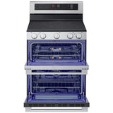 LG LDEL7324YE Electric Range, 7.3 cu. ft. Capacity, 30 inch Exterior Width, True Convection, 5 Burners, Air Fry, Steam & Self Clean, Double Oven, Stainless Steel colour, EasyClean®, Probake Convection®, SmartDiagnosis™, SmoothTouch®, ThinQ Care™
