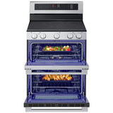 LG LDEL7324YE Electric Range, 7.3 cu. ft. Capacity, 30 inch Exterior Width, True Convection, 5 Burners, Air Fry, Steam & Self Clean, Double Oven, Stainless Steel colour, EasyClean®, Probake Convection®, SmartDiagnosis™, SmoothTouch®, ThinQ Care™
