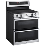 LG LDEL7324YE Electric Range, 7.3 cu. ft. Capacity, 30 inch Exterior Width, True Convection, 5 Burners, Air Fry, Steam & Self Clean, Double Oven, Stainless Steel colour, EasyClean®, Probake Convection®, SmartDiagnosis™, SmoothTouch®, ThinQ Care™