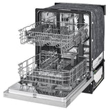 LG LDFC2423V Dishwasher, 24 inch Exterior Width, 52 dB Decibel Level, Full Console, Stainless Interior, 4 Wash Cycles, 15 Capacity (Place Settings), 2 Loading Racks, Platinum Silver Steel colour